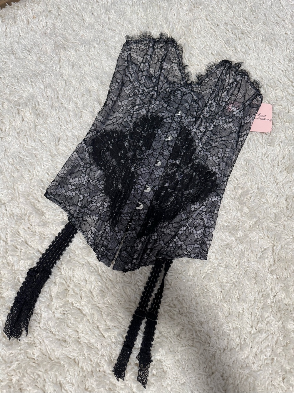 Agent Provocateur Black Lace Corset Bustier Garter Small A/B Cup NWT Rare
